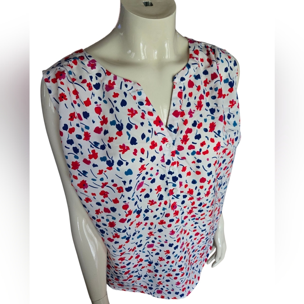 2X Sleeveless Floral Print Top